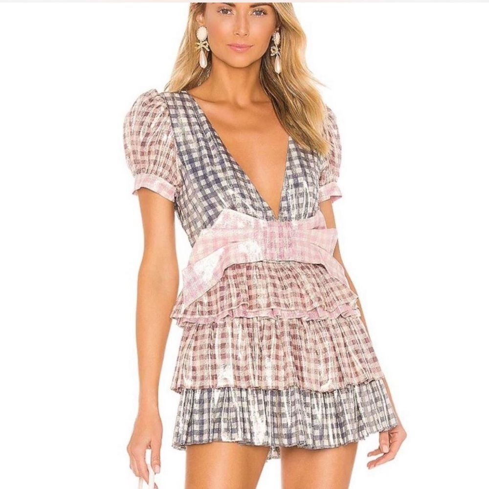 LoveShackFancy Lucinda Two-Tone Gingham Dress